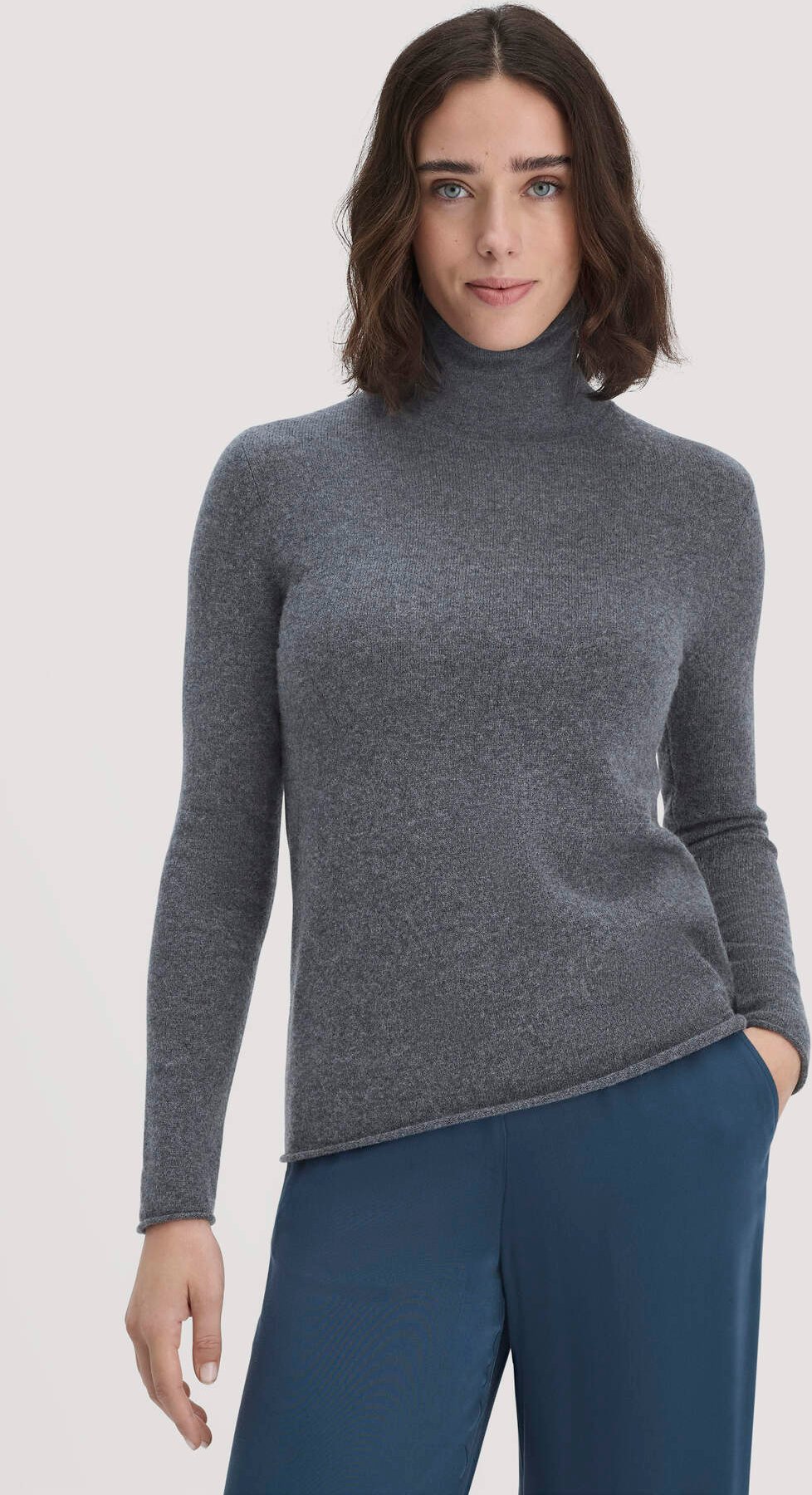hessnatur Damen FTC × HESSNATUR Rollkragen Pullover Regular aus Cashmere - grau - Größe XS