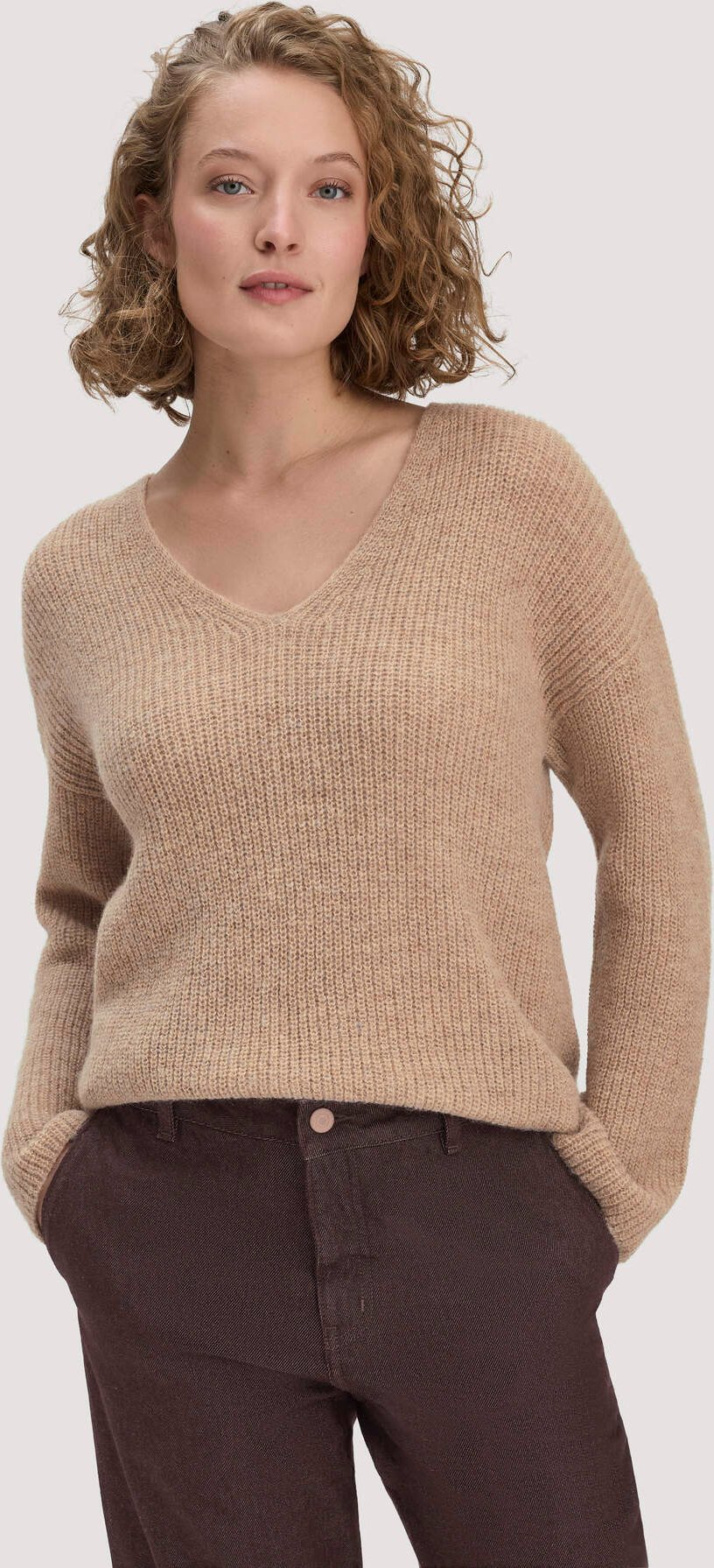 hessnatur Damen Strick Pullover Relaxed aus Alpaka - beige - Größe XXL