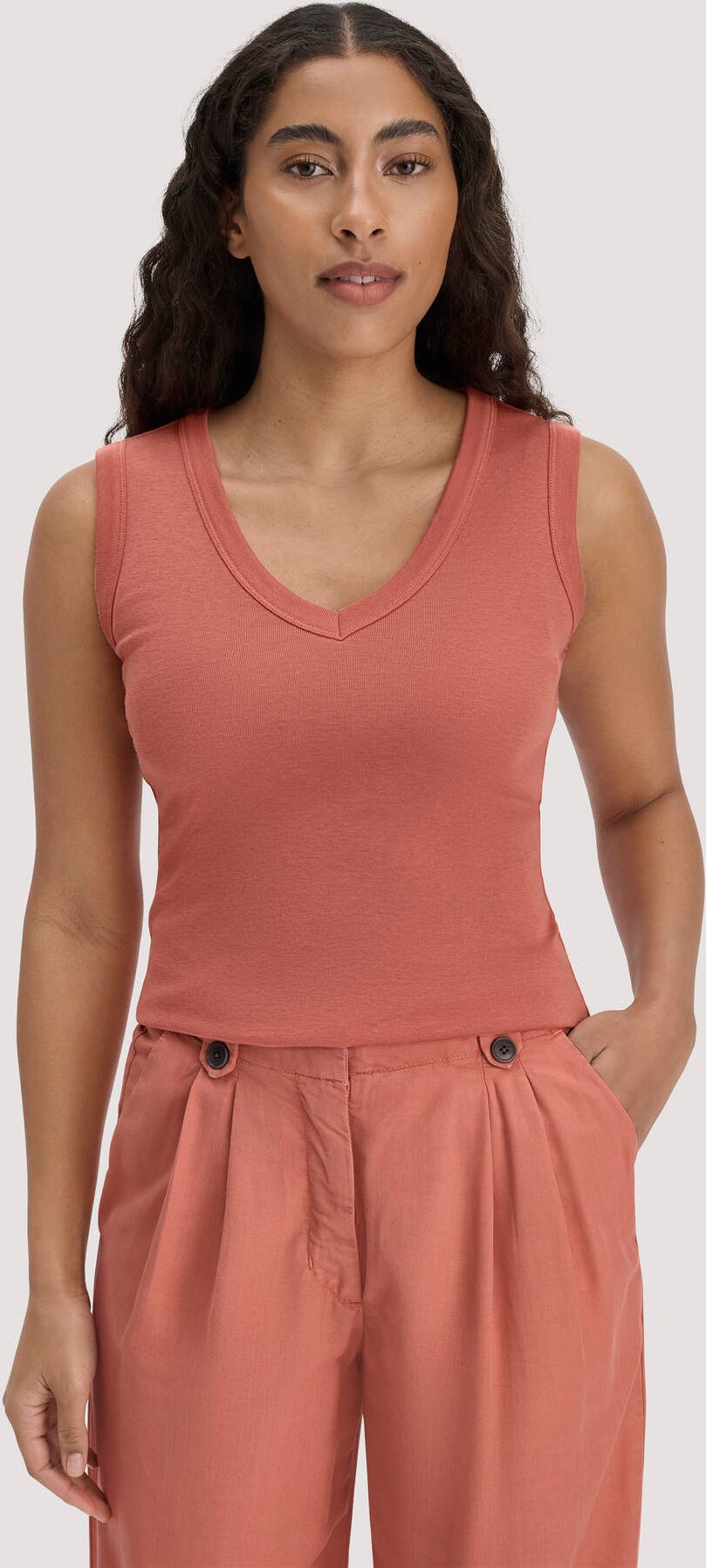 hessnatur Damen Softrib Top Fitted aus Bio-Baumwolle und TENCEL™ Modal - orange - Größe 38