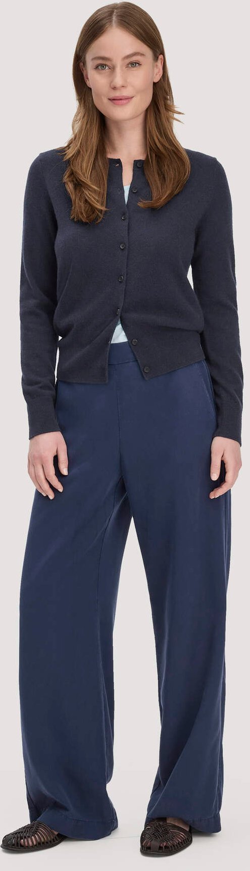 hessnatur Damen Hose Wide Leg aus TENCEL™ Lyocell - blau - Größe 40