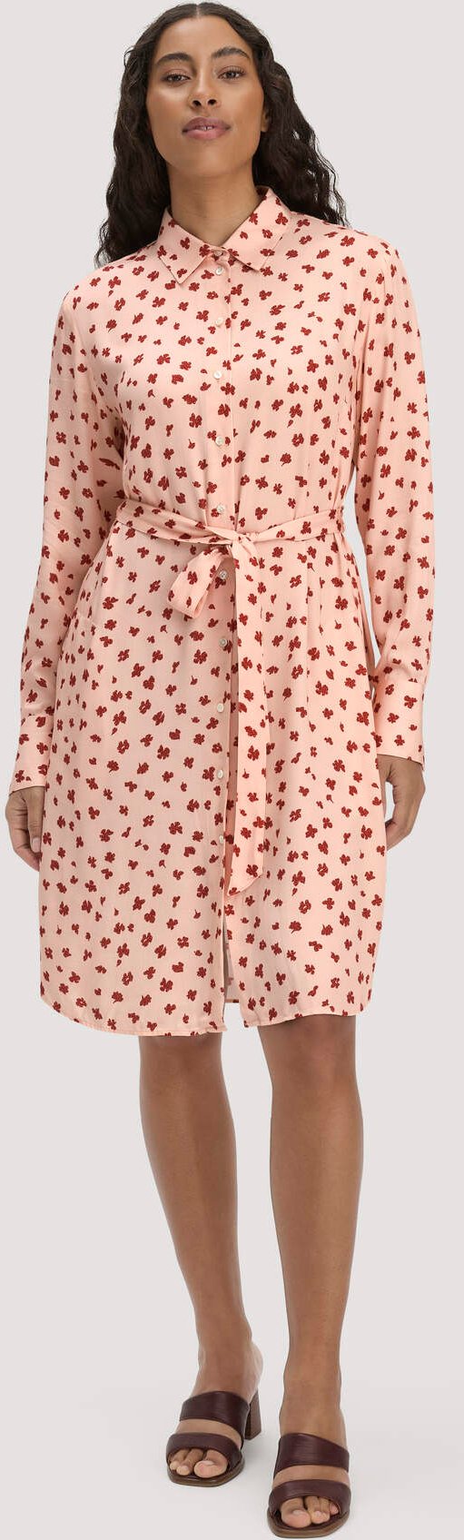 hessnatur Damen Gewebe Hemdblusenkleid Knielang aus LENZING™ ECOVERO™ Viskose - orange - Größe 46