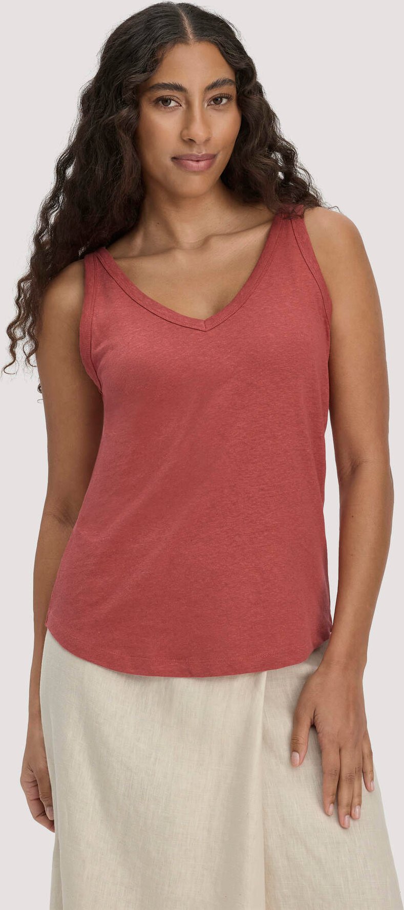 Thumbnail - hessnatur Damen Jersey Top Regular aus Leinen und Bio-Baumwolle - braun - Größe 44