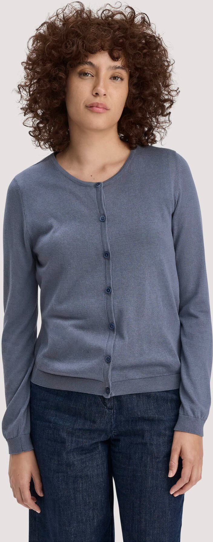 hessnatur Damen Strickjacke Regular aus TENCEL™ Lyocell mit Bio-Baumwolle - blau - Größe XL