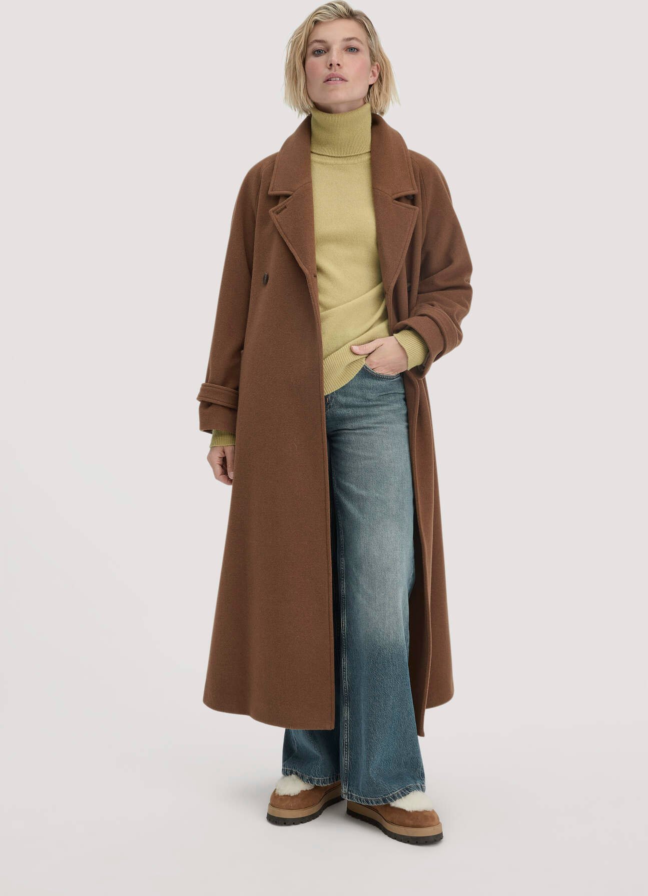 Thumbnail - hessnatur Damen Wollmantel Relaxed aus Bio-Merinowolle - braun - Größe 36