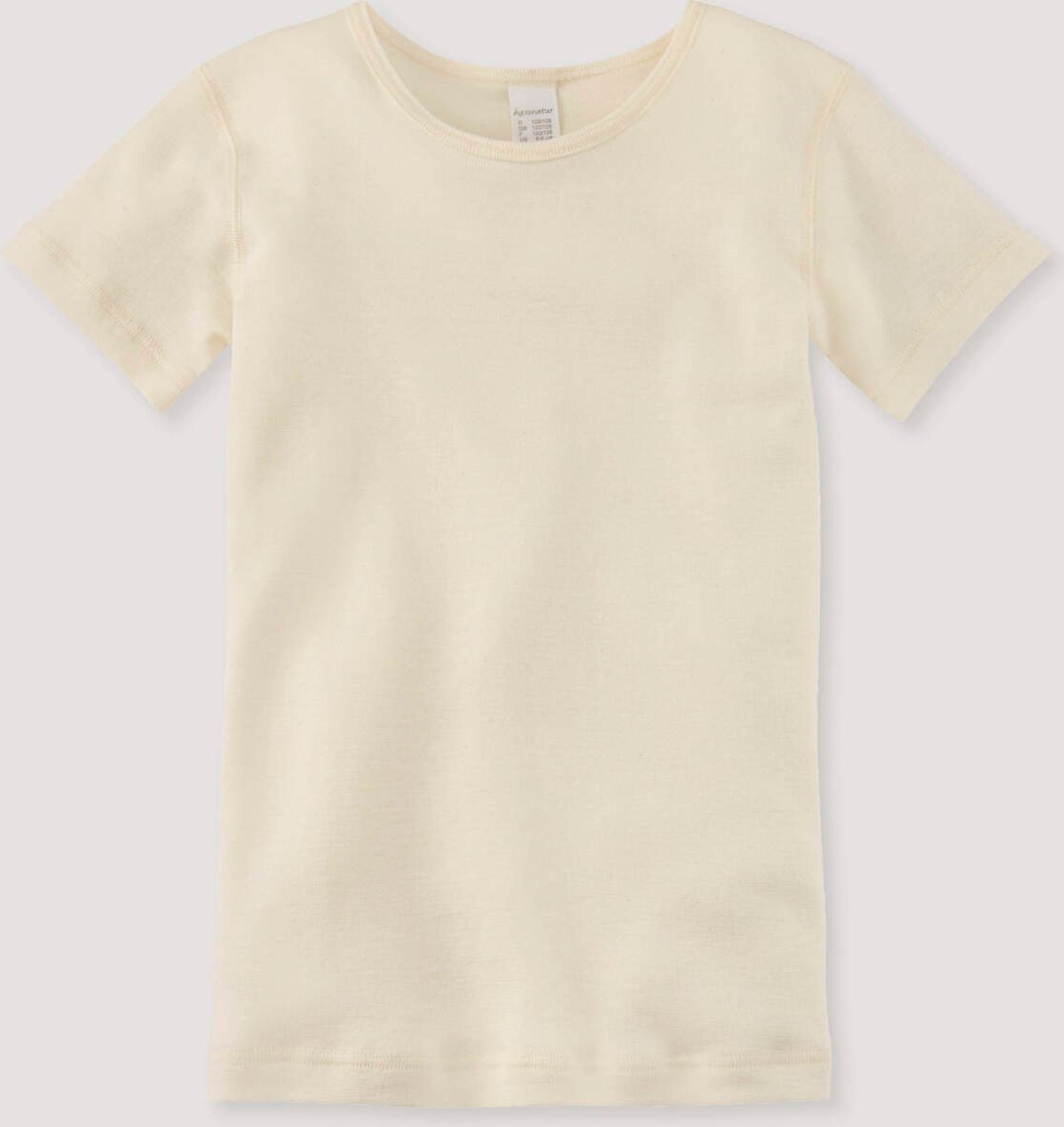 hessnatur Kinder Kurzarmshirt aus Bio-Baumwolle mit Bio-Merinowolle und Seide - natur - Größe 122/128