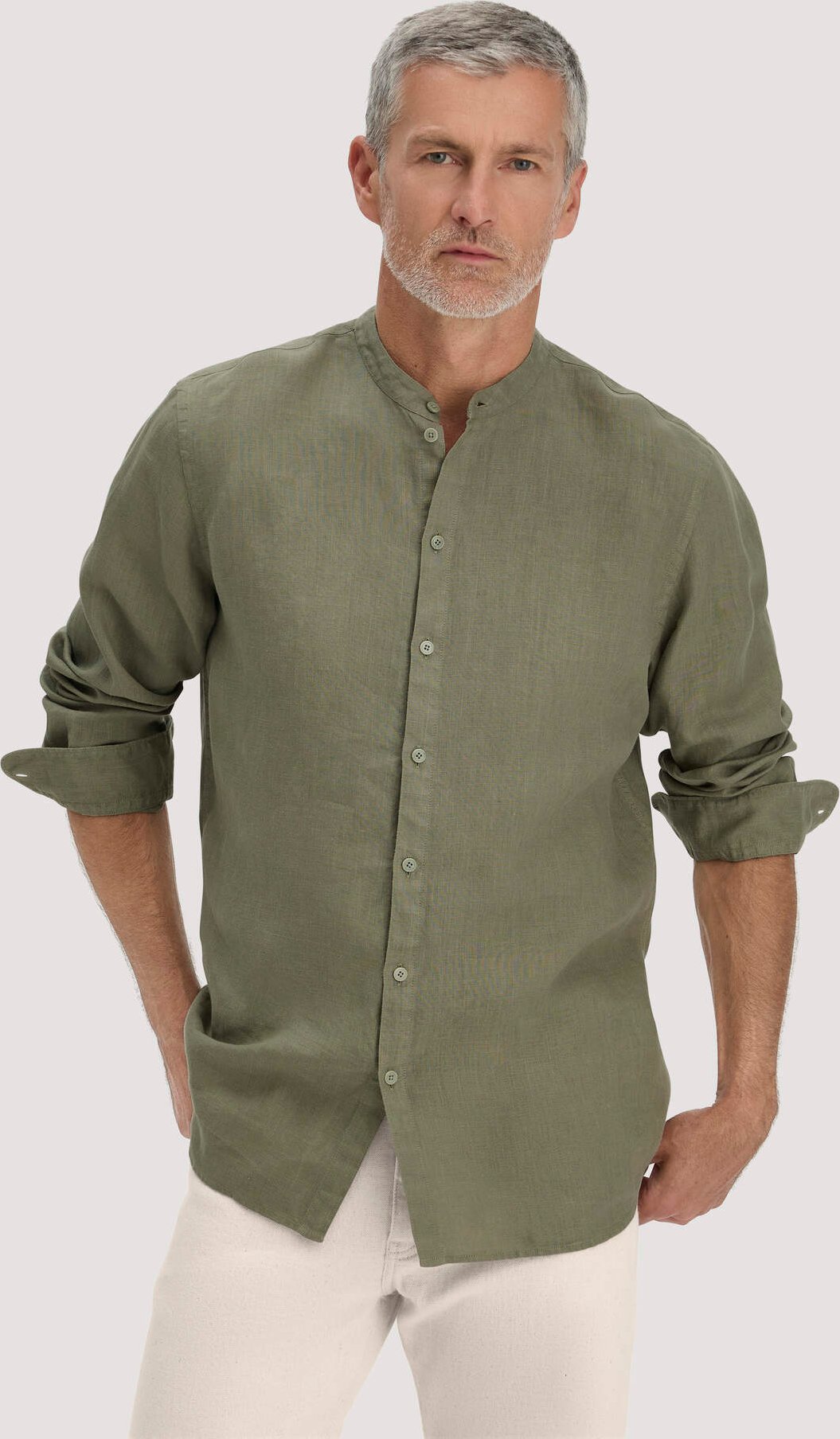 hessnatur Herren Hemd Regular - seegras - Größe S37/38