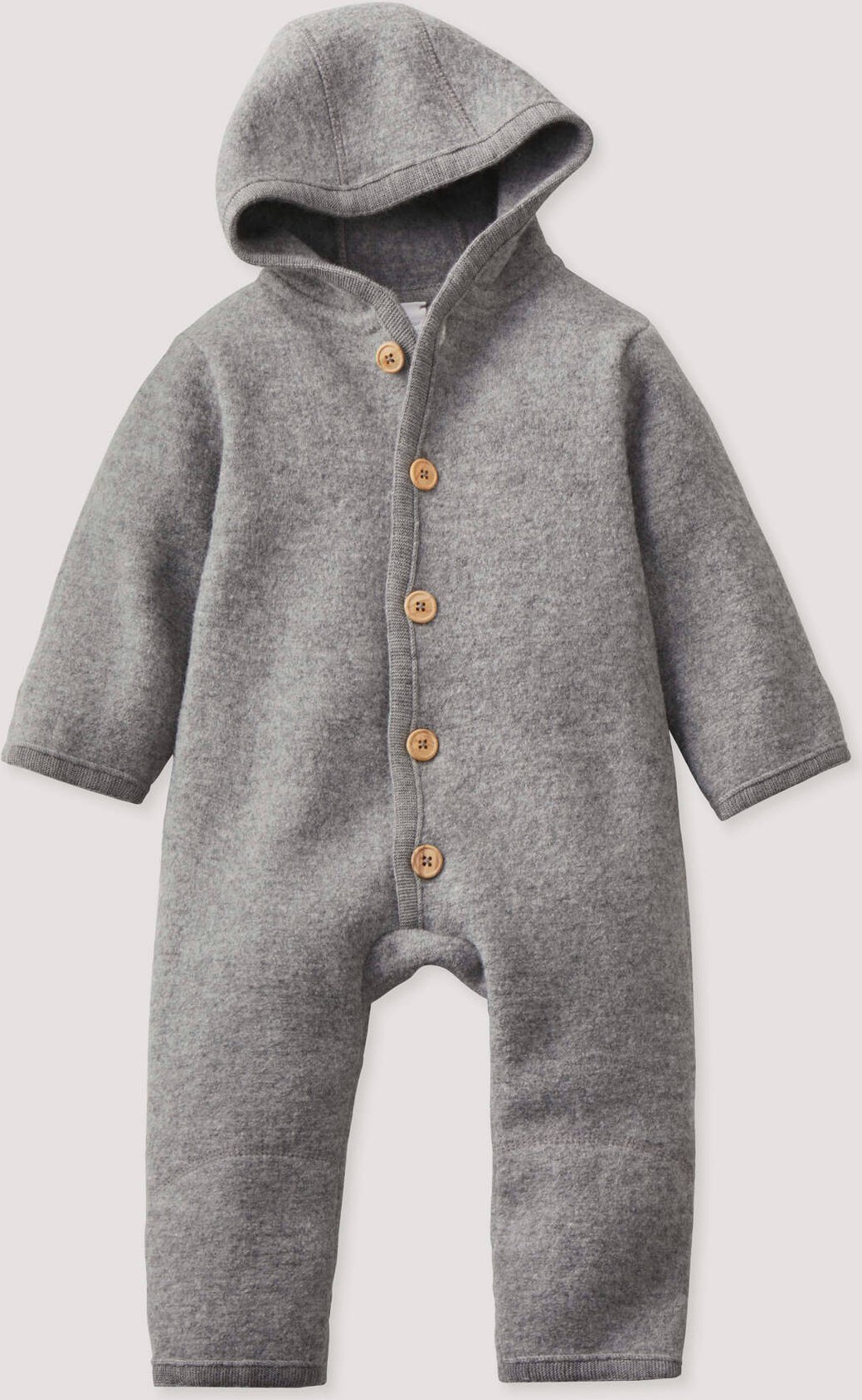 hessnatur Baby Wollwalk Overall aus Bio-Merinowolle - grau - Größe 86/92