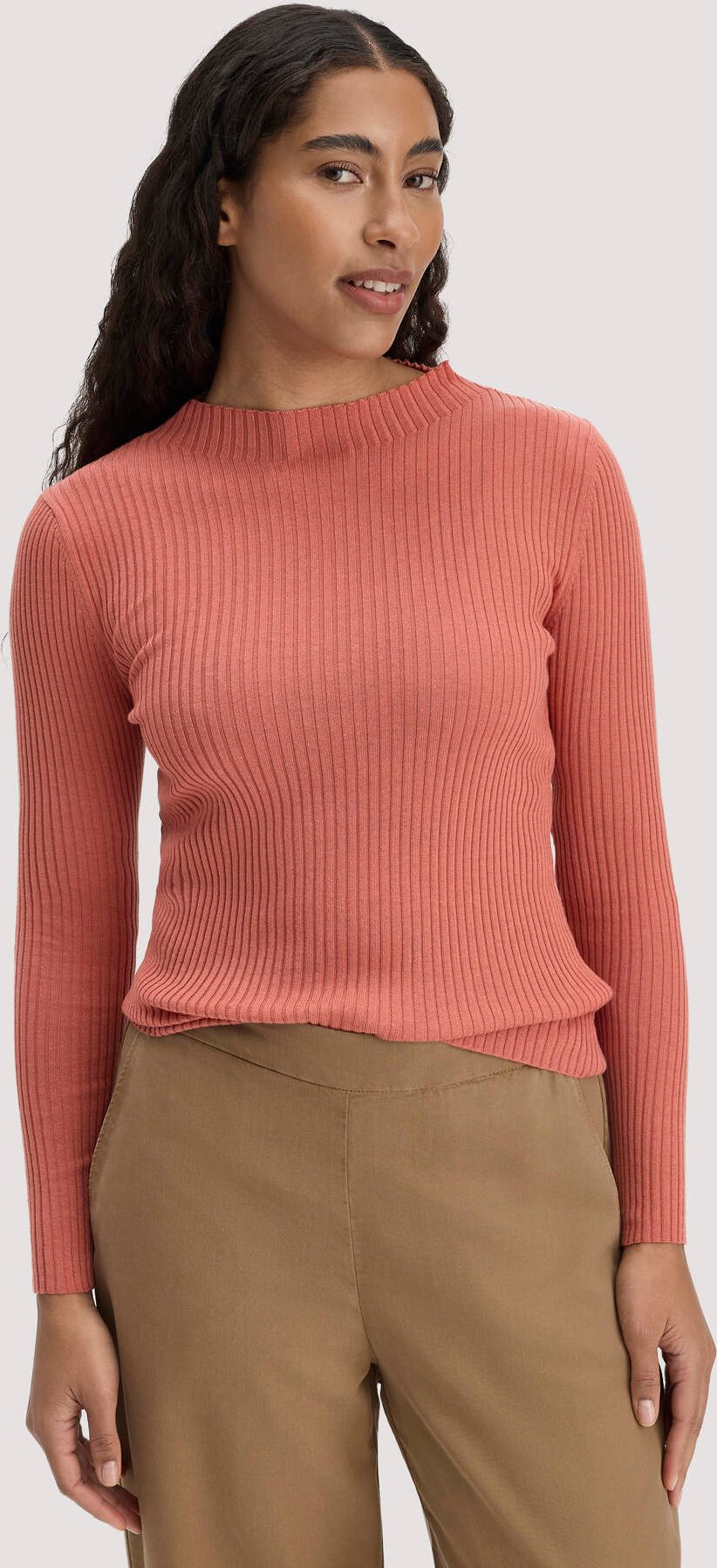 hessnatur Damen Strick Pullover Fitted aus TENCEL™ Lyocell mit Bio-Baumwolle - orange - Größe L