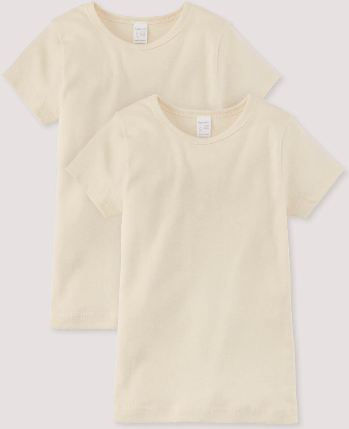 hessnatur Kinder Kurzarm Unterhemd aus Bio-Baumwolle im 2er-Pack - natur - Größe 98/104