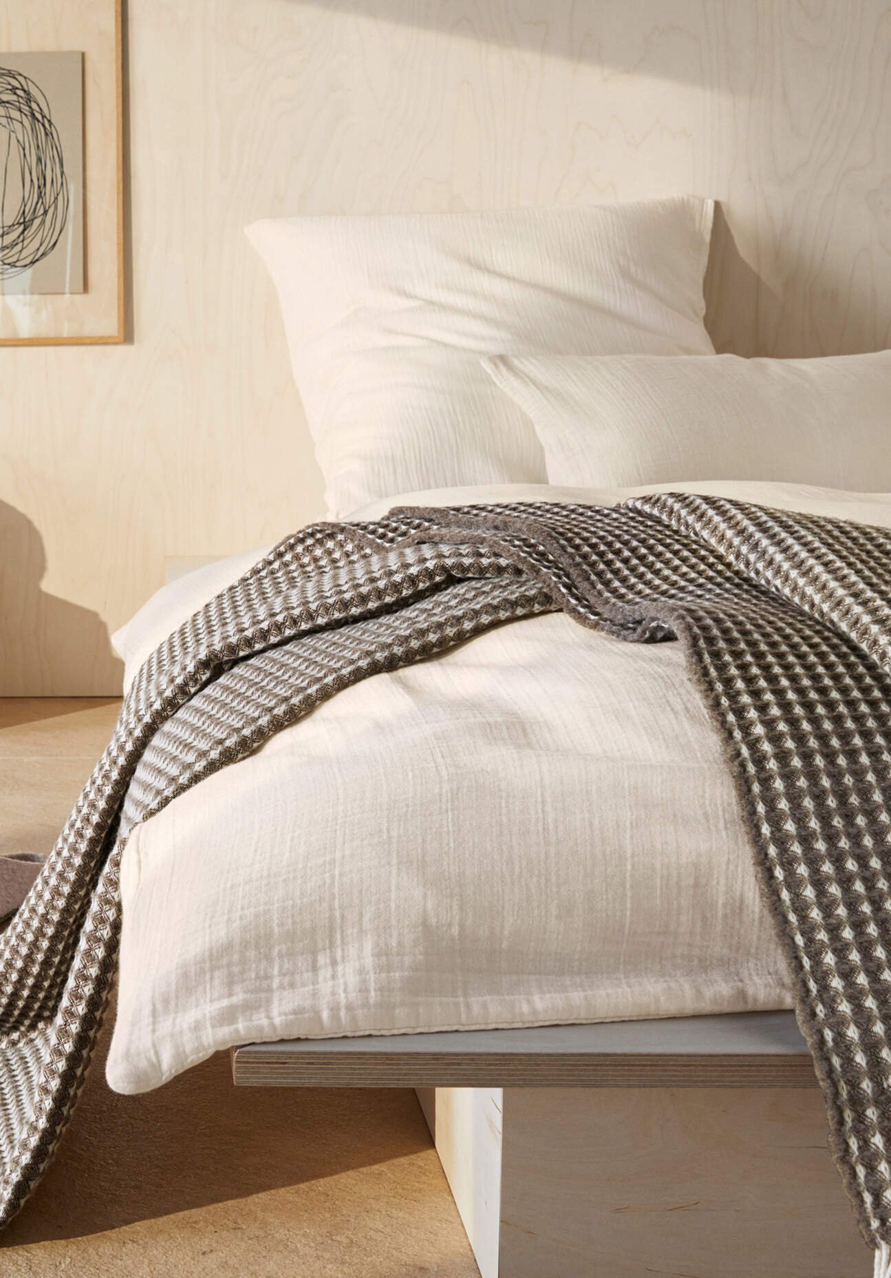 hessnatur Musselin Bettwäsche-Set aus Bio-Baumwolle - natur - Größe 135x200 / 40x80 cm