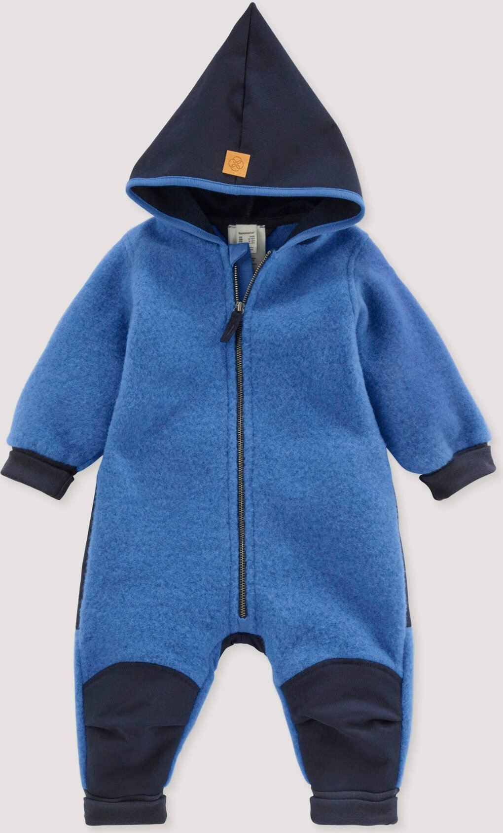 hessnatur Baby Wollfleece Overall aus Bio-Merinowolle mit Softshell - blau - Größe 74/80