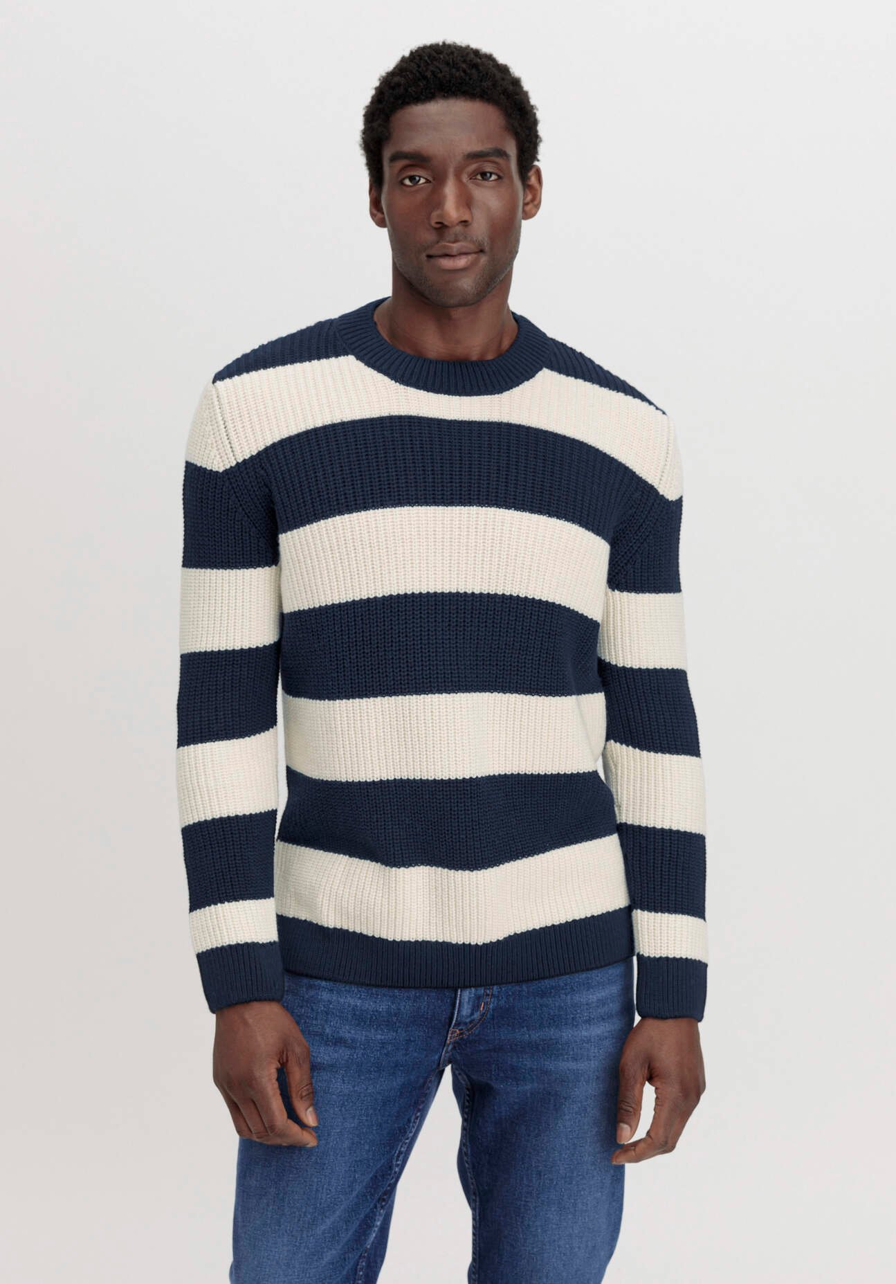 Thumbnail - hessnatur Herren Pullover Regular aus Bio-Baumwolle und Bio-Merinowolle - blau - Größe 56