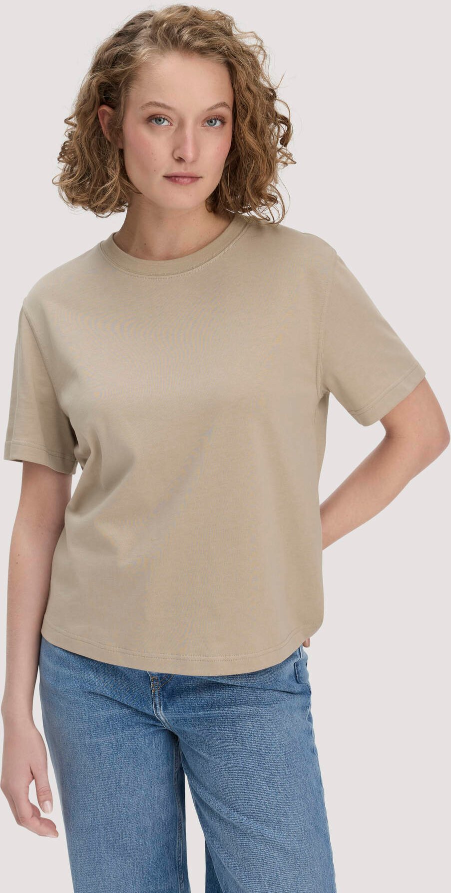 hessnatur Damen Heavy Jersey T-Shirt aus Bio-Baumwolle - beige - Größe XL