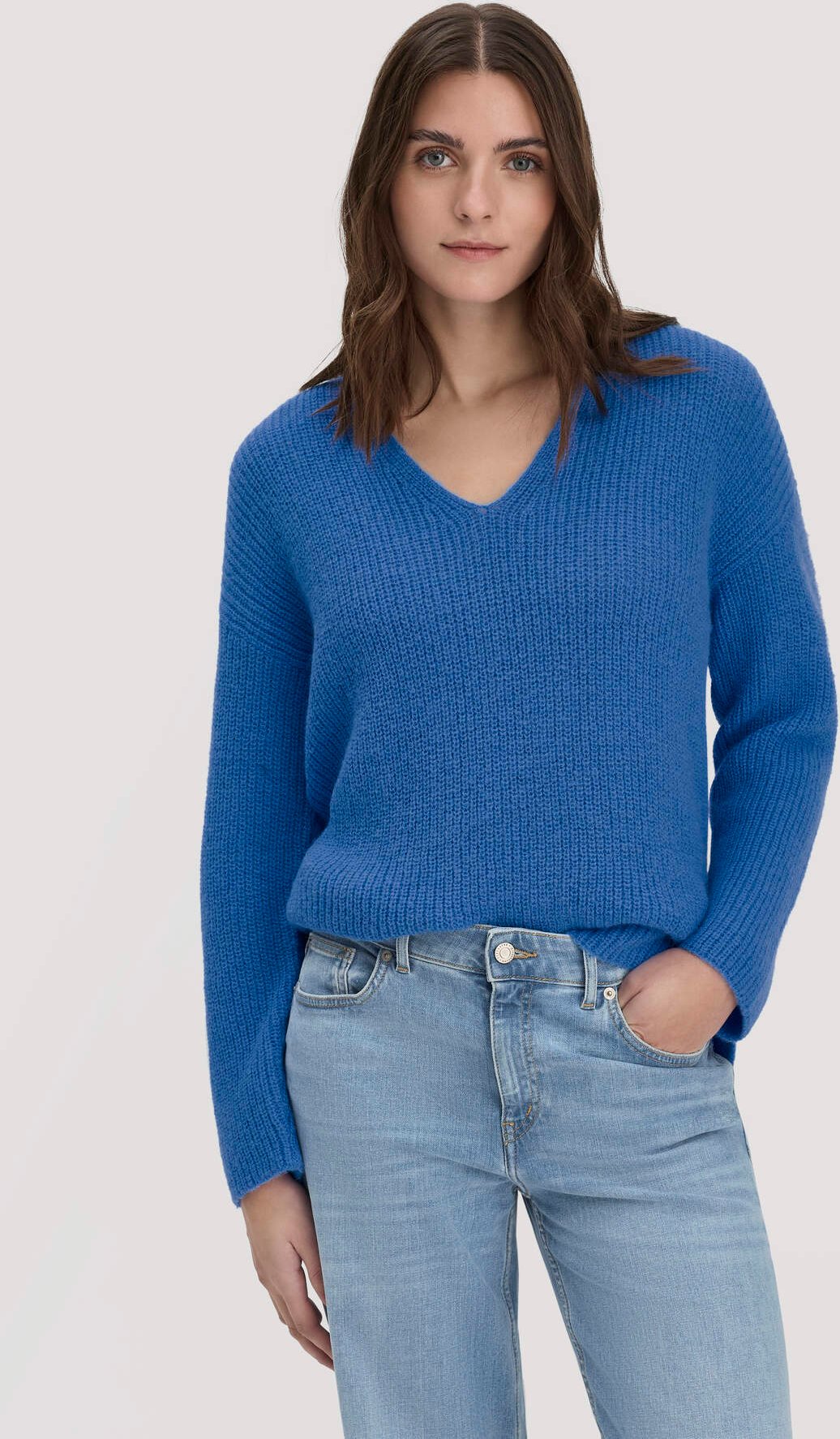 hessnatur Damen Strick Pullover Relaxed aus Alpaka - blau - Größe XXL