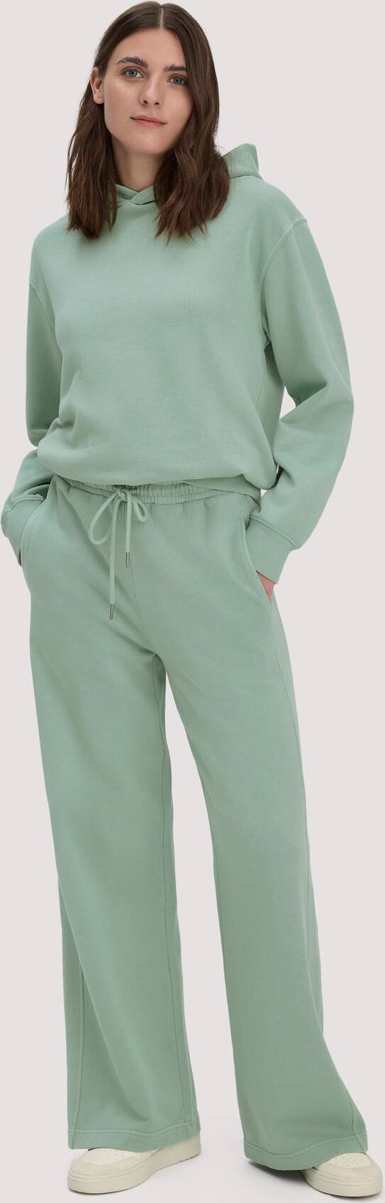 hessnatur Damen Sweathose Wide Leg Relaxed aus Bio-Baumwolle - grün - Größe XXL