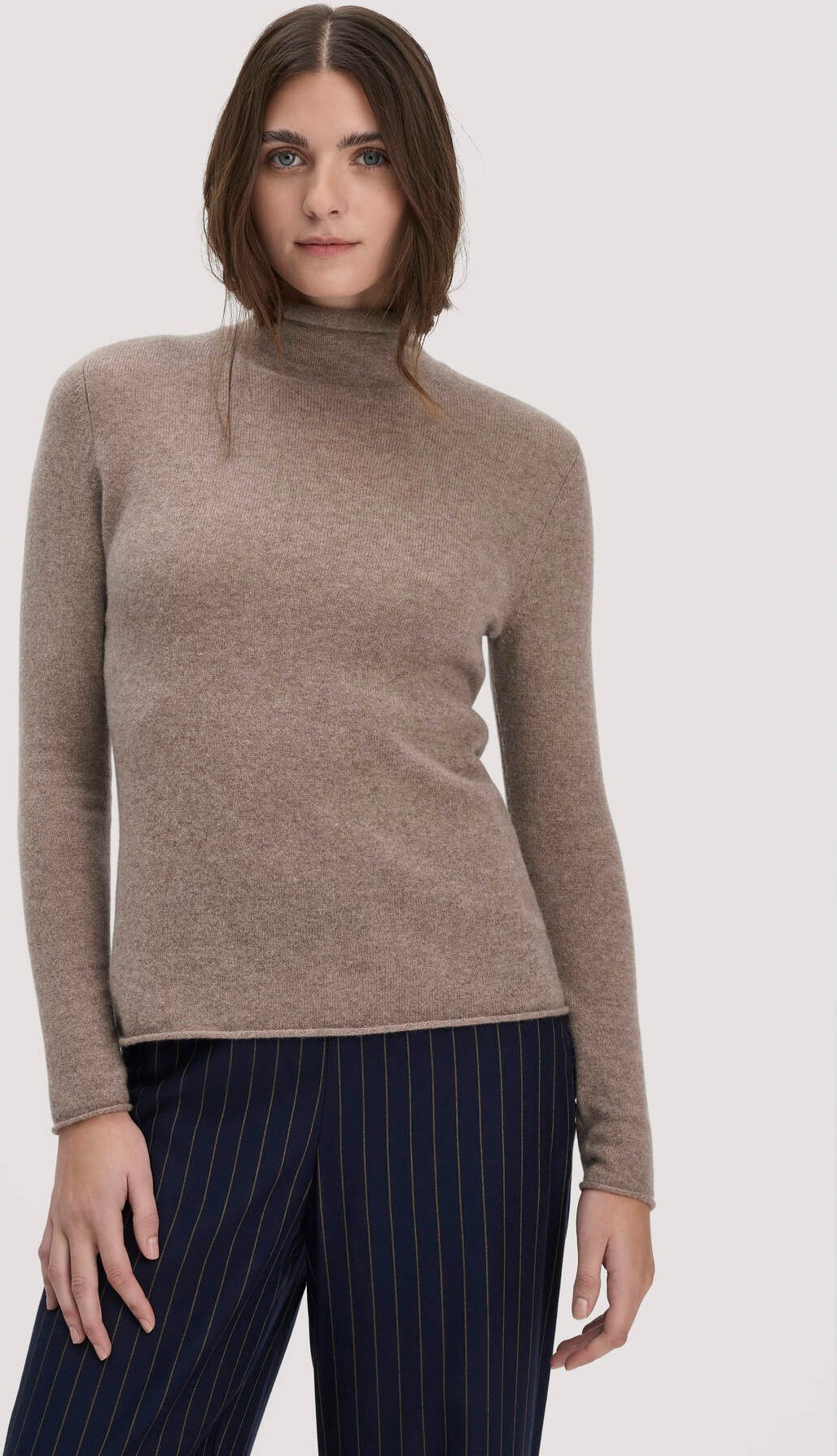 hessnatur Damen FTC × HESSNATUR Rollkragen Pullover Regular aus Cashmere - braun - Größe S