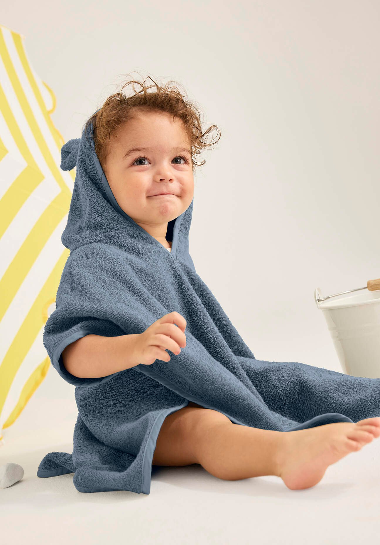 hessnatur Baby Frottee Poncho aus Bio-Baumwolle - blau - Größe Gr. 2 ( 92/ 104)