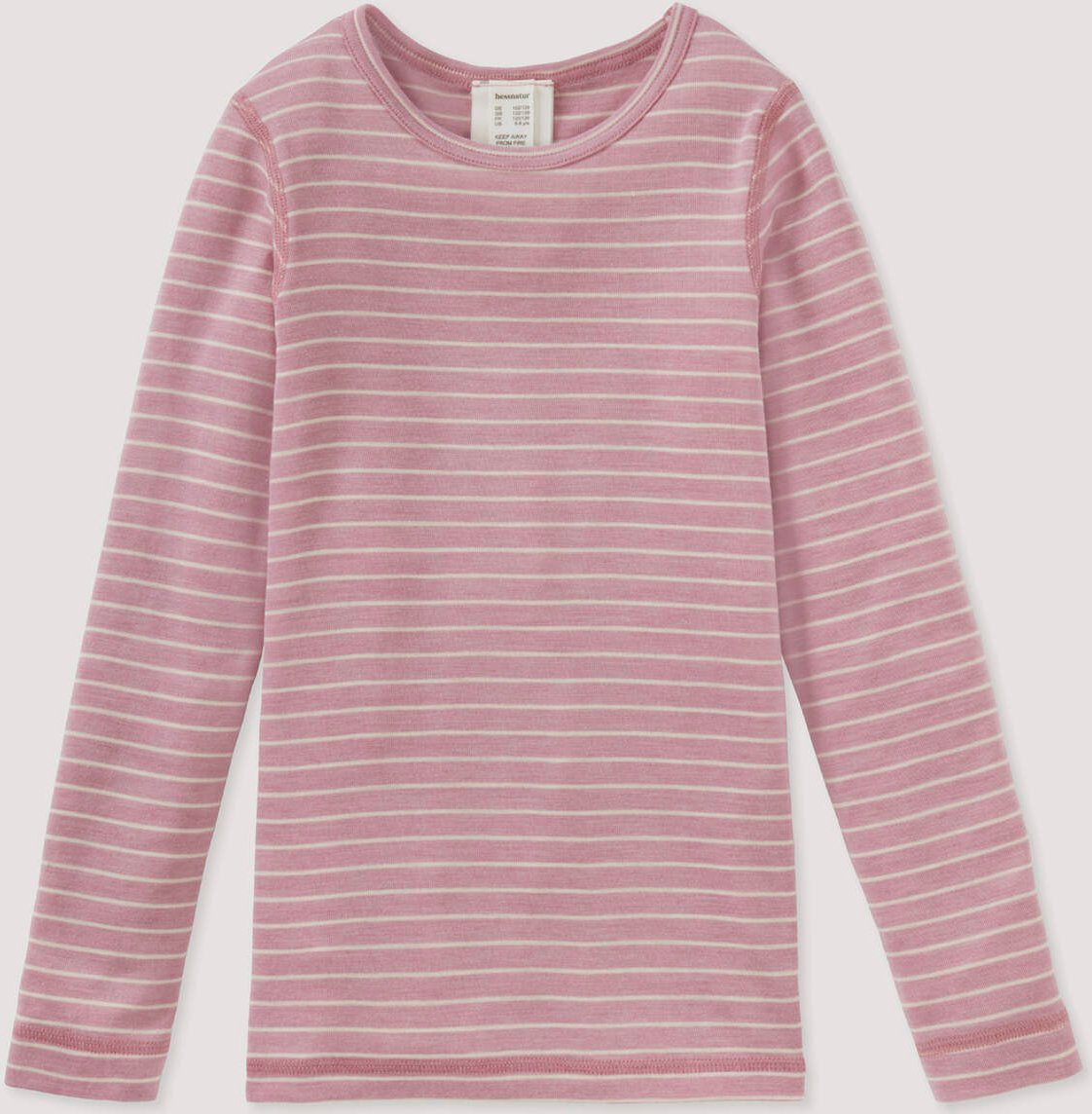 hessnatur Kinder Langarmshirt aus Bio-Merinowolle mit Seide - rosa - Größe 122/128