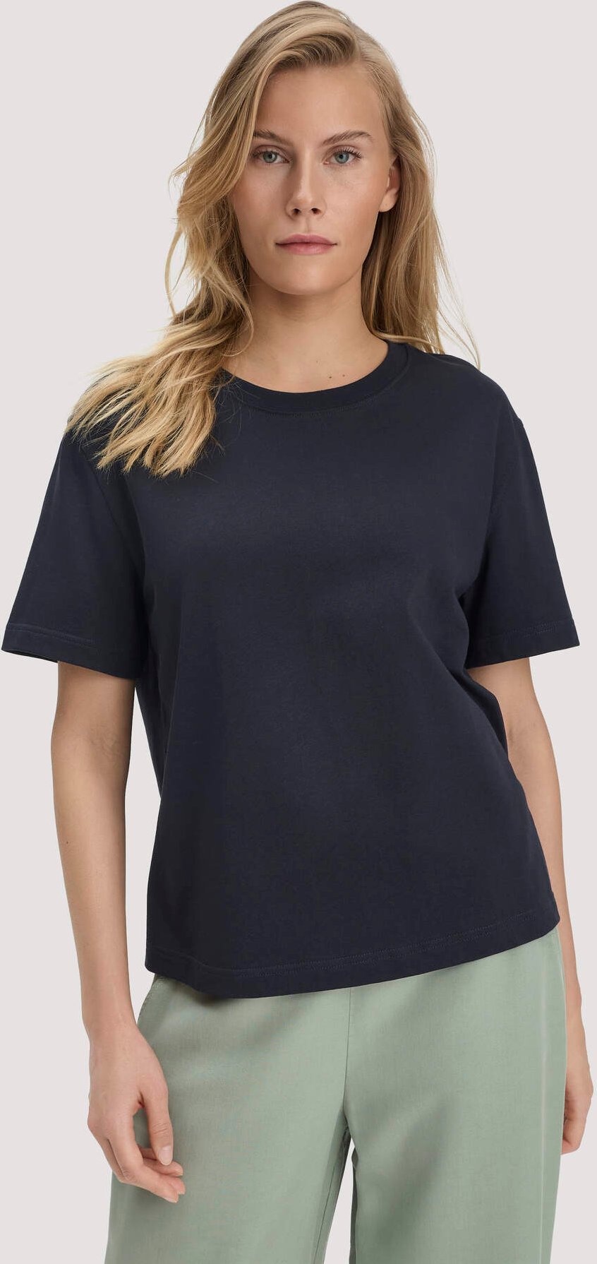 hessnatur Damen Heavy Jersey T-Shirt aus Bio-Baumwolle - blau - Größe L
