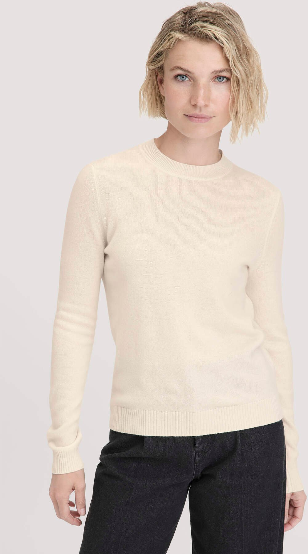 hessnatur Damen Strick Pullover Regular aus Bio-Merinowolle mit Cashmere - weiß - Größe XL