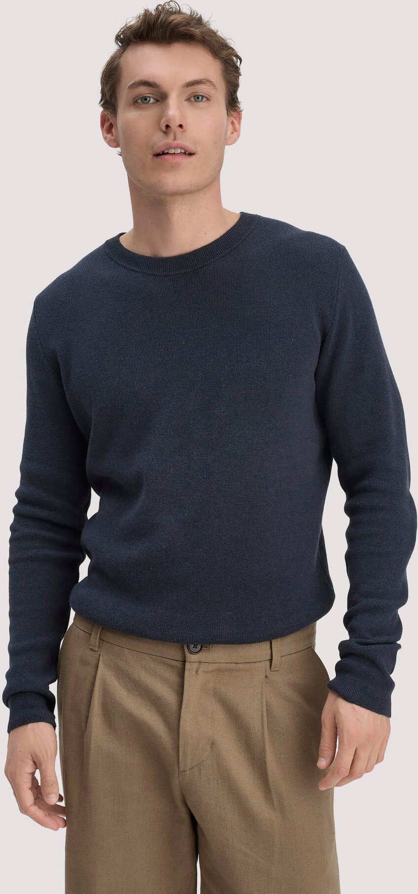 hessnatur Herren Milano Strick Pullover Regular aus Leinen mit Bio-Baumwolle und LENZING™ ECOVERO™ Viskose - blau - Größ...