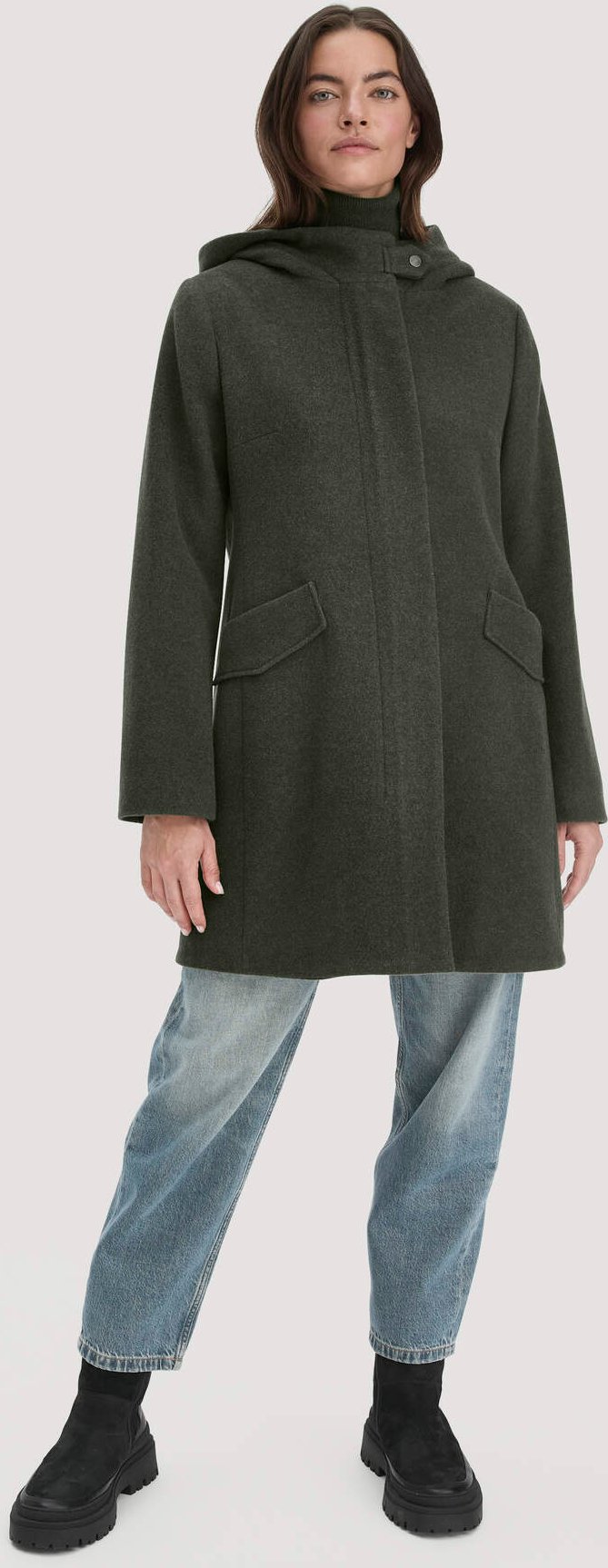 Thumbnail - hessnatur Damen Wollmantel Regular aus Bio-Schurwolle - grün - Größe 38