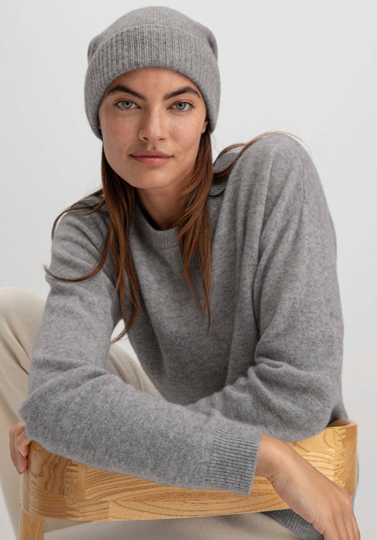 hessnatur Damen Mütze BETTER RECYCLING aus Cashmere - grau - Größe One Size