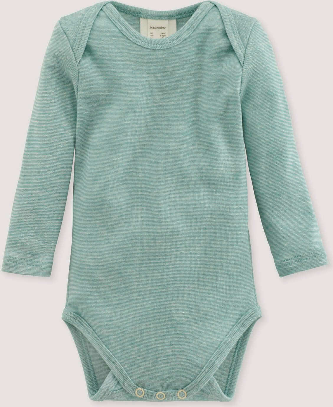 hessnatur Baby Langarm Body aus Bio-Baumwolle mit Bio-Merinowolle und Seide - grün - Größe 62/68