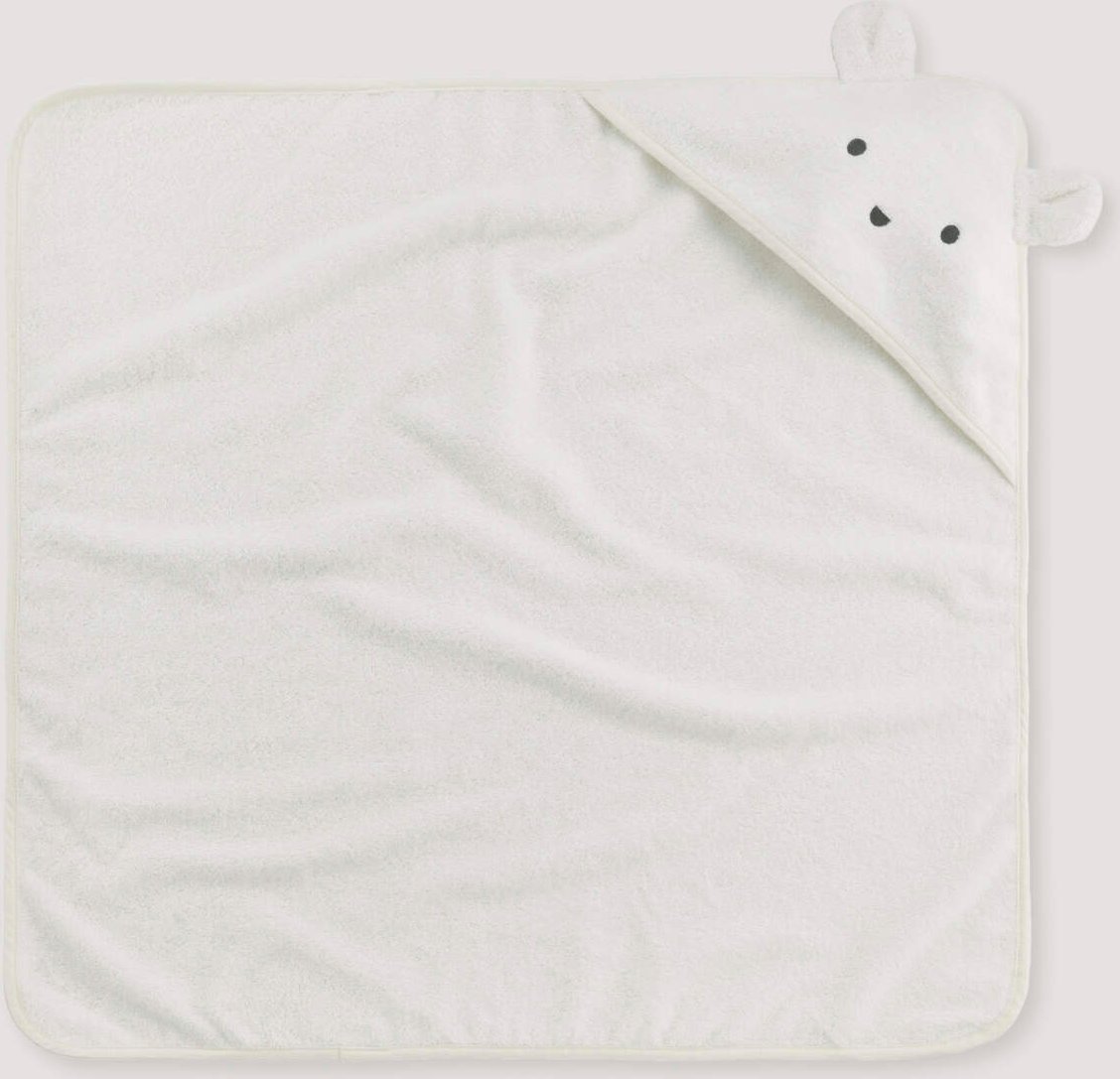 hessnatur Baby Badetuch mit Kapuze aus Bio-Baumwolle - weiß - Größe 70 x 70 cm