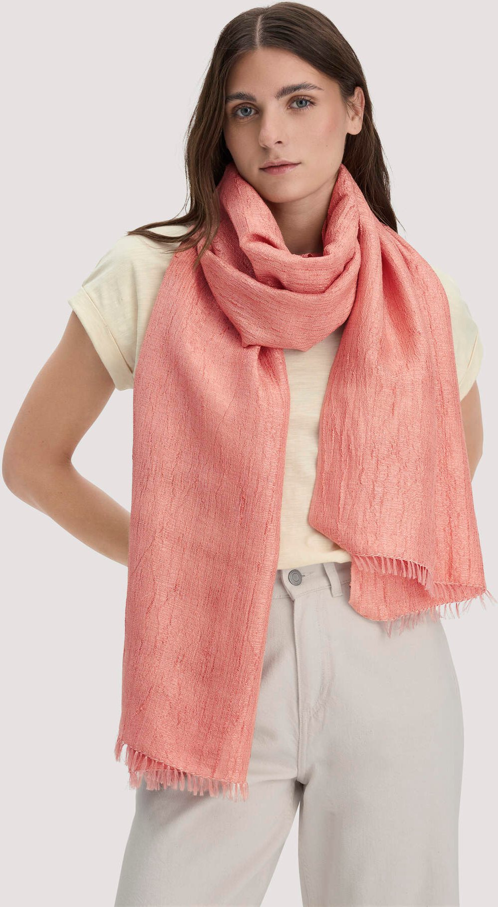 hessnatur Damen Schal aus Manilahanf mit Seide - orange - Größe 50x200 cm