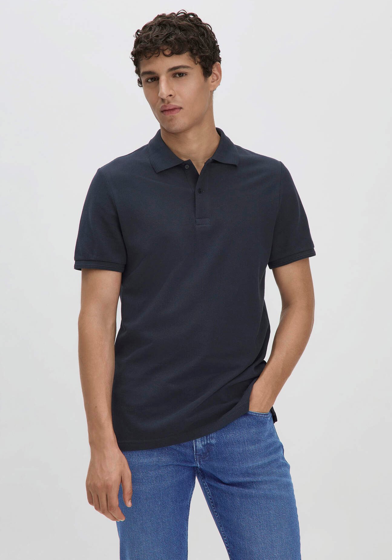hessnatur Herren Piqué Polo Regular aus Bio-Baumwolle - blau - Größe 48