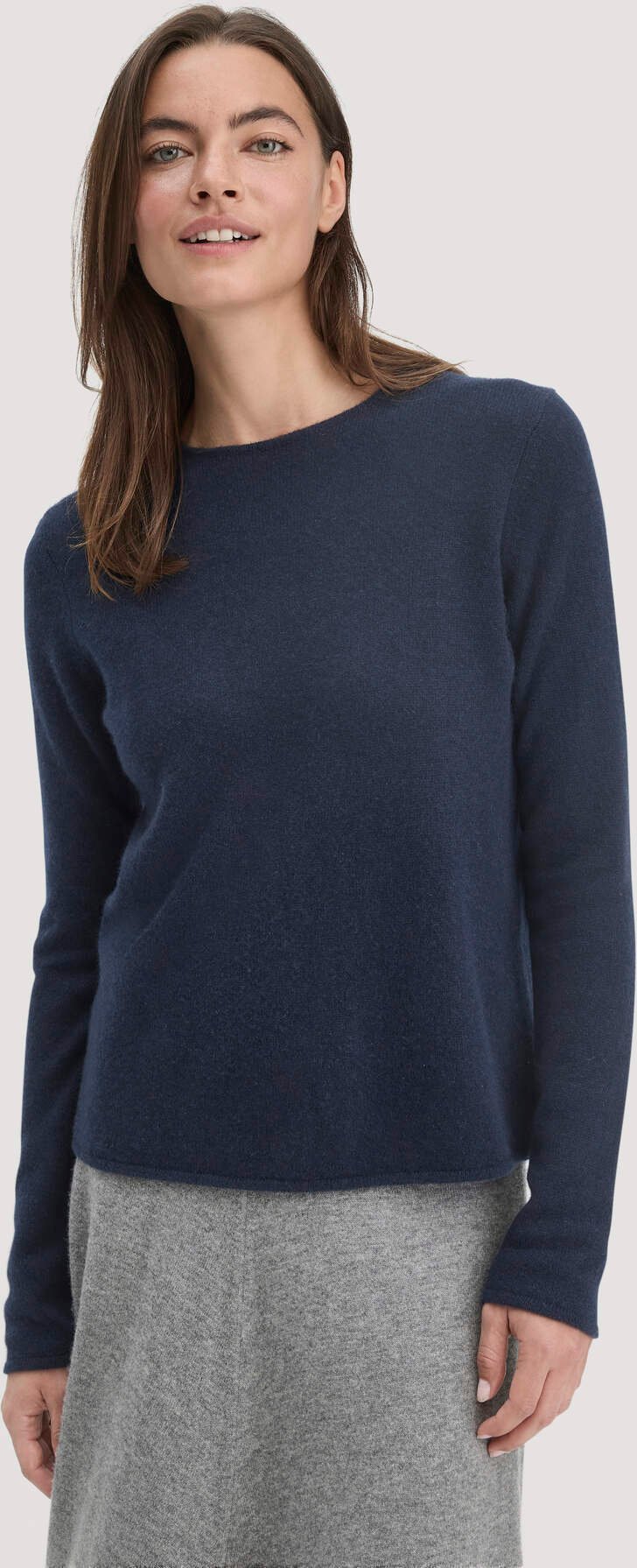 hessnatur Damen Strick Pullover Regular BETTER RECYCLING aus Cashmere - blau - Größe XXL