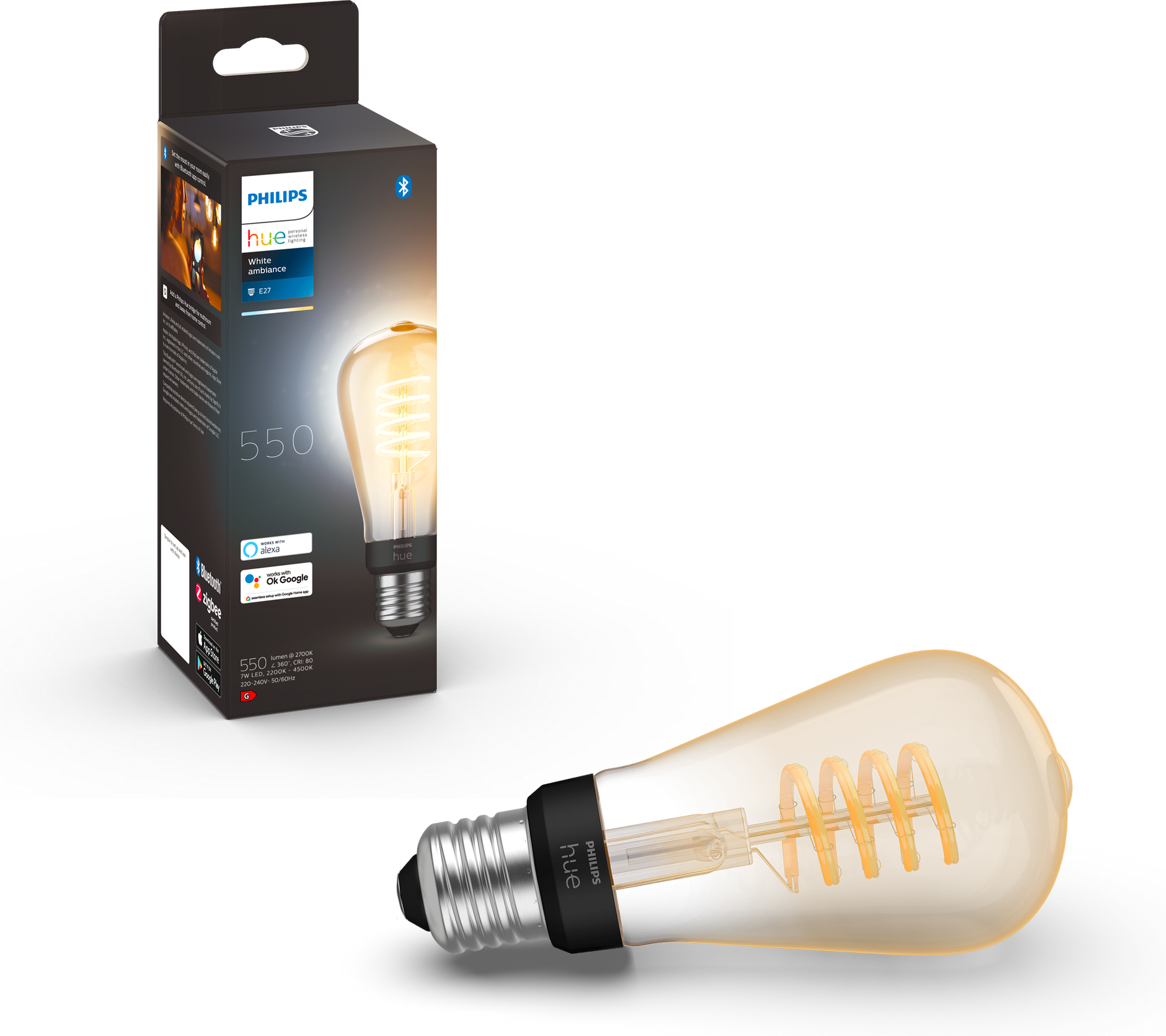 Philips LED-Filamentlampe 'Hue White Ambiance' Edison ST64 E27 7 W