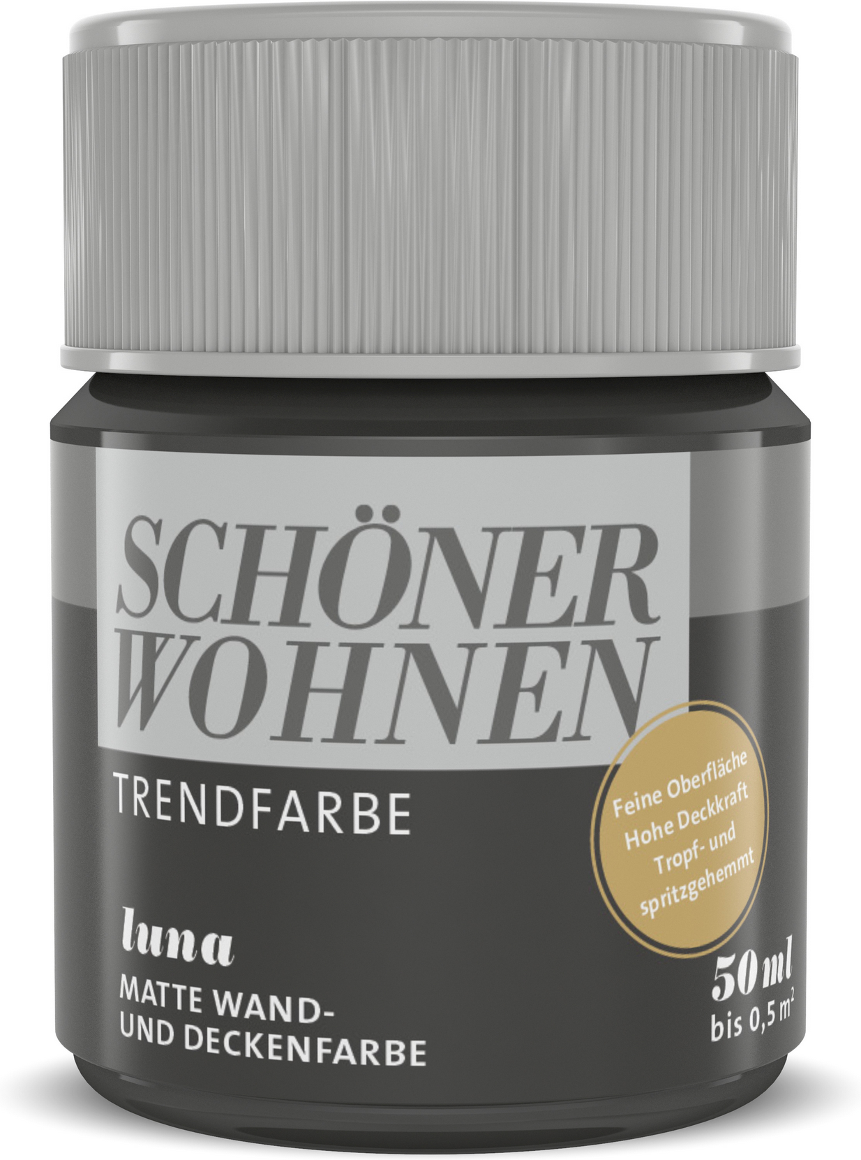 Thumbnail - Schöner Wohnen Farbe Trendfarbe 'Luna' schwarzgrau matt 50 ml