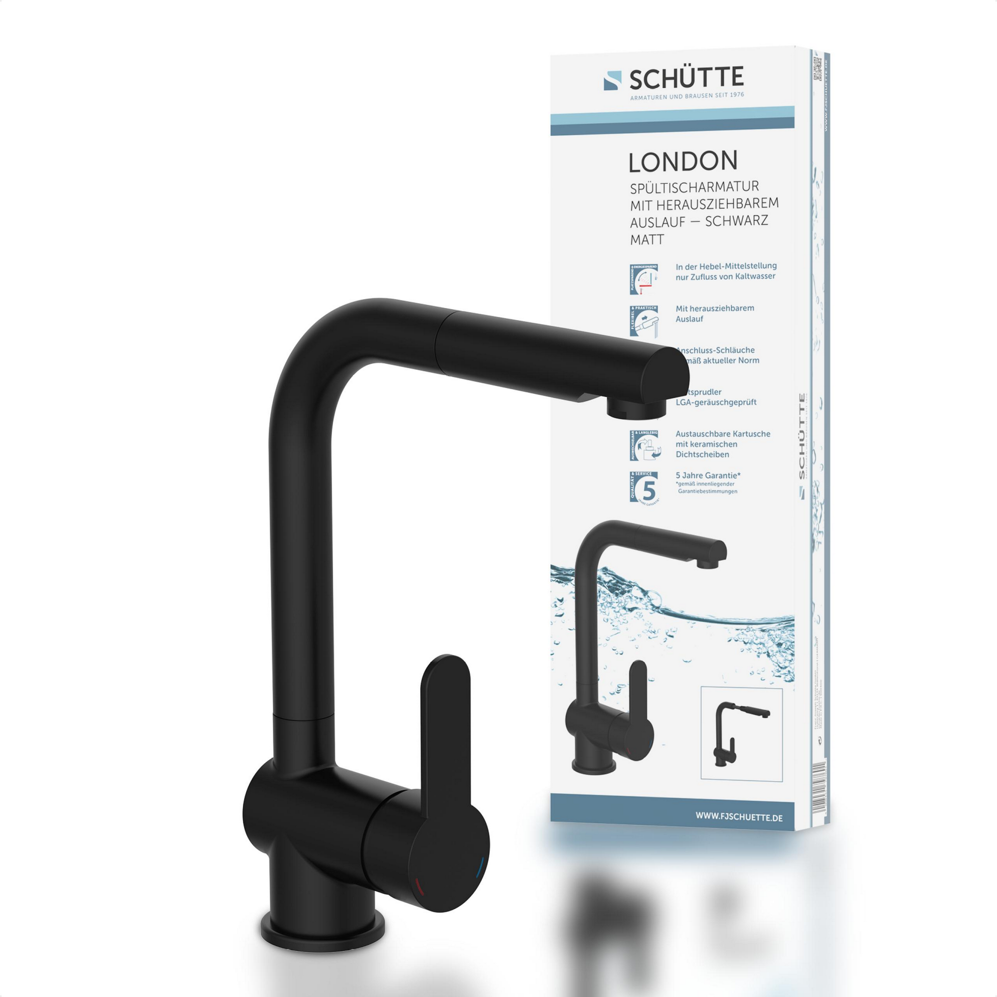 Schütte Küchenarmatur 'London' schwarz 360° schwenkbar