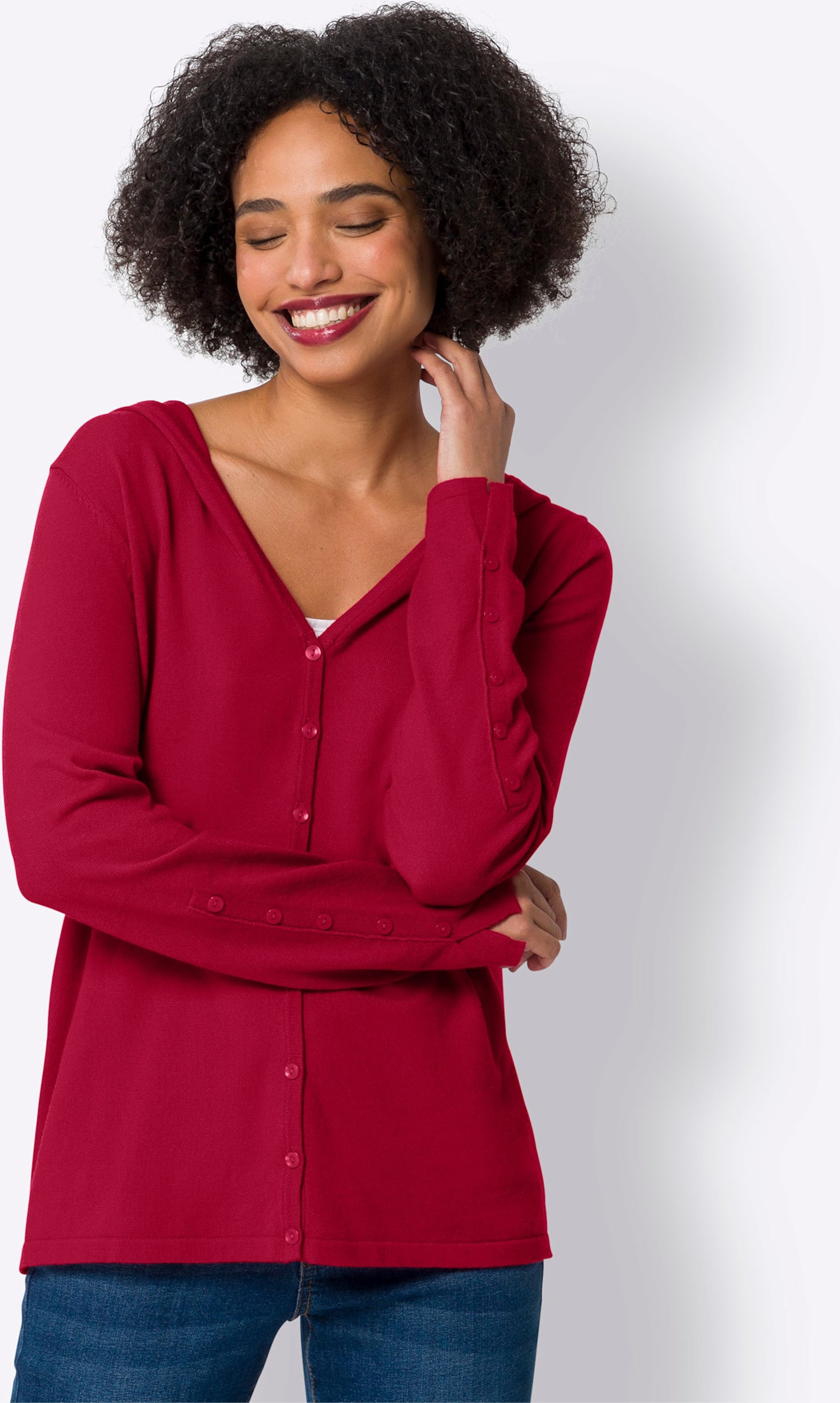 Thumbnail - Kapuzenstrickjacke