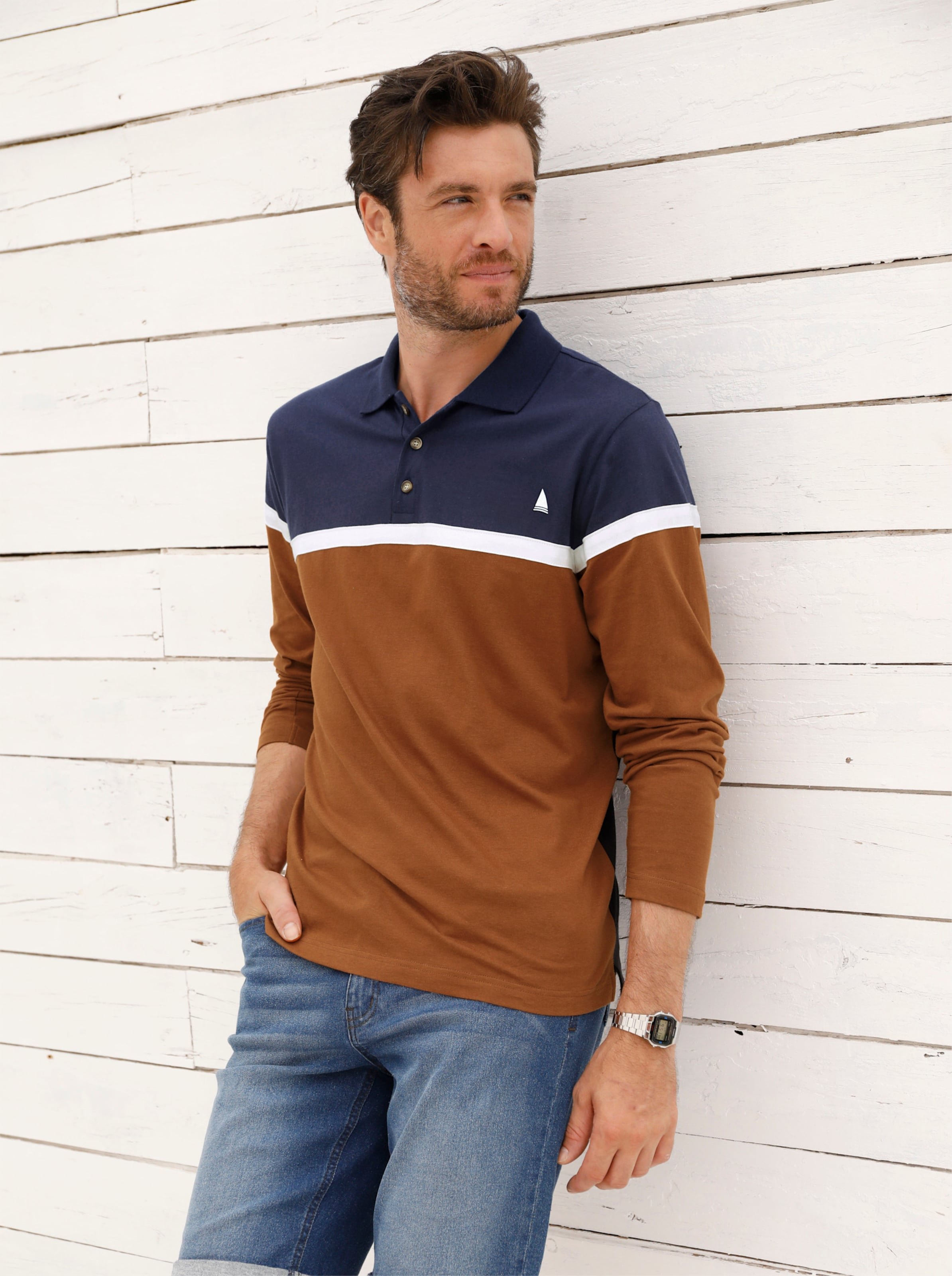 Thumbnail - Langarm-Poloshirt