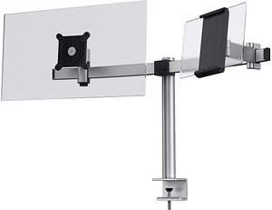DURABLE Monitor-Halterung 508723 silber für 1 Monitor und 1 Tablet, Tischklemme