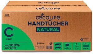 oecolife Papierhandtücher 4901201 NATURAL Lagen-Falzung 1-lagig 2.400 Tücher