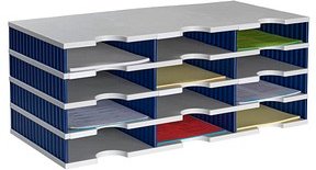 styro Sortierstation Styrodoc grau/blau mit 12 Fächern