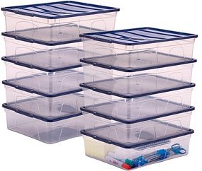 Bankers Box Aufbewahrungsboxen 12,0 l transparent, blau 32,0 x 40,0 x 11,0 cm, 10 St.