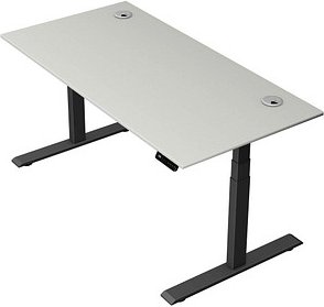 Kerkmann Move 2 Plus elektrisch höhenverstellbarer Schreibtisch lichtgrau rechteckig, T-Fuß-Gestell anthrazit 160,0 x 80...