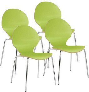 4 Nowy Styl Schalenstühle Cafe VI grün Holz