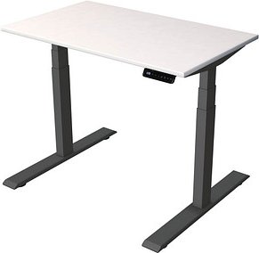 Kerkmann Smart office elektrisch höhenverstellbarer Schreibtisch weiß rechteckig, T-Fuß-Gestell grau 100,0 x 60,0 cm