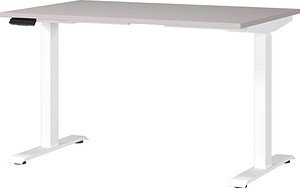 GERMANIA JET höhenverstellbarer Schreibtisch kaschmir rechteckig, T-Fuß-Gestell weiß 120,0 x 80,0 cm