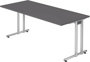 HAMMERBACHER NS19 Schreibtisch grafit rechteckig, C-Fuß-Gestell silber 180,0 x 80,0 cm