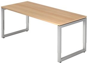 HAMMERBACHER RS19 höhenverstellbarer Schreibtisch eiche rechteckig, O-Fuß-Gestell silber 180,0 x 80,0 cm