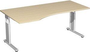 Thumbnail - geramöbel Flex höhenverstellbarer Schreibtisch ahorn Trapezform, C-Fuß-Gestell silber 180,0 x 80,0/100,0 cm