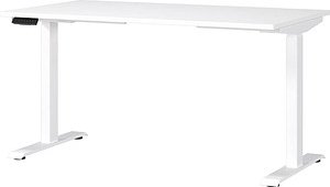 GERMANIA JET höhenverstellbarer Schreibtisch weiß rechteckig, T-Fuß-Gestell weiß 140,0 x 80,0 cm