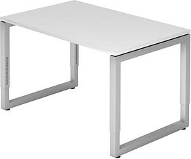 Thumbnail - HAMMERBACHER RS12 höhenverstellbarer Schreibtisch weiß rechteckig, O-Fuß-Gestell silber 120,0 x 80,0 cm